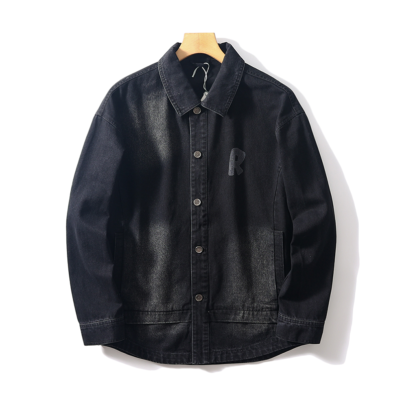 重工水洗复古印花工装牛仔夹克潮