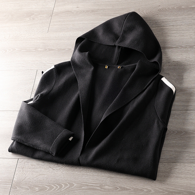 高克重针织料中长款开衫外套风衣