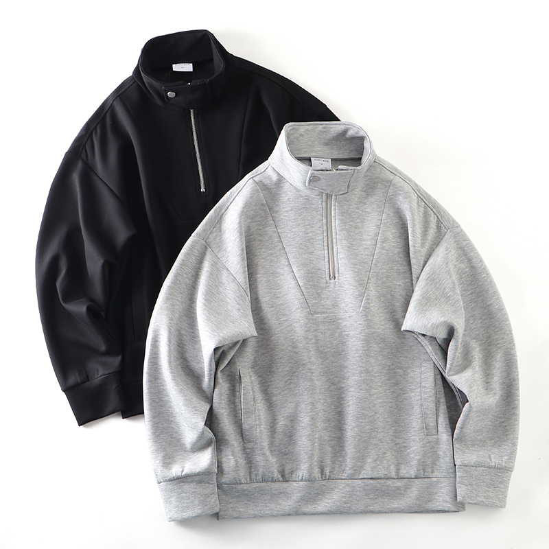 半拉链开襟百搭空气层针织卫衣