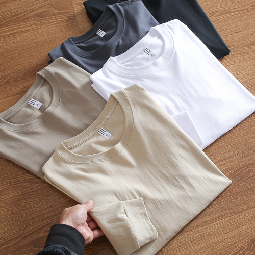 男全棉水洗亲肤舒适打底长袖T恤