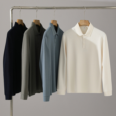 绵羊毛桑蚕丝吸湿透气长袖polo衫
