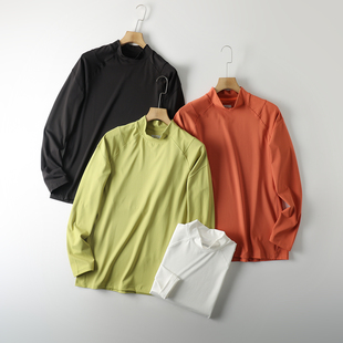 3D立裁 半高领运动长袖 激光冲孔 男士 T恤 速干透气 户外综训服