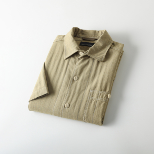 高克重水洗斜纹全棉！挺括有型！夏季男士翻领休闲机械师短袖衬衫