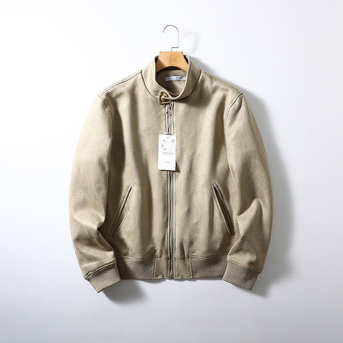 秋冬复古麂皮绒立领商务休闲夹克