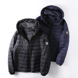 秋冬运动休闲轻薄款 外贸男装 连帽羽绒服外套 轻盈保暖 防风防水