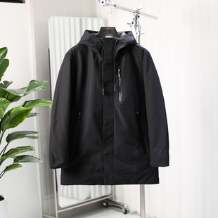 高蓬松90鸭绒!冬季男士户外防风防泼水蓄热保暖连帽中长款羽绒服