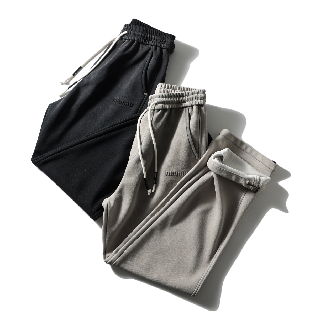 立体字母压印宽松阔腿直筒卫裤潮