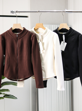 LU系高端！保暖双面绒！3D立裁！秋冬女款立领双拉链小蛮腰短外套