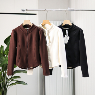 秋冬女款 3D立裁 立领双拉链小蛮腰短外套 保暖双面绒 LU系高端