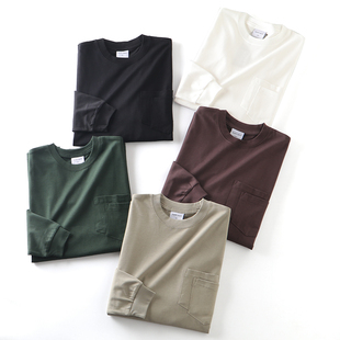 舒适透气 圆领纯色长袖 基础百搭 男士 T恤潮 秋季 280G重磅全棉