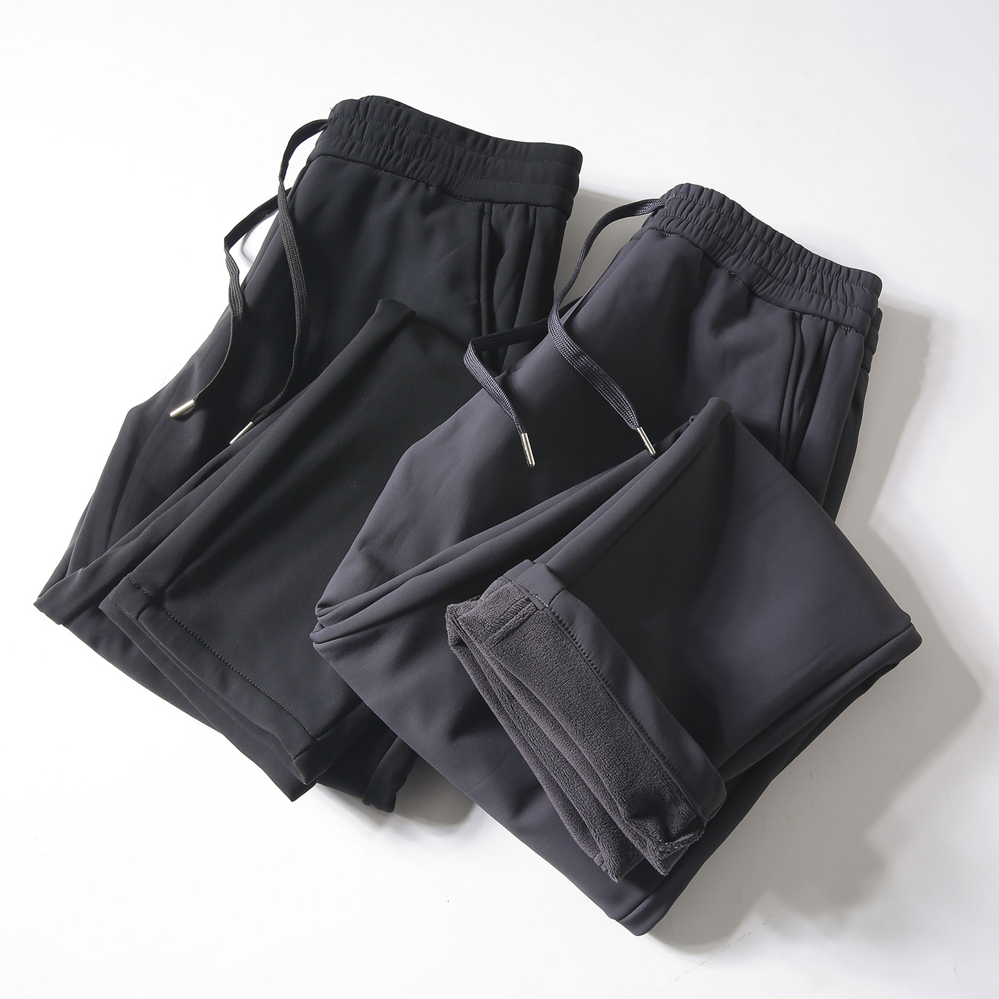 男加绒加厚高弹牛奶丝保暖休闲裤