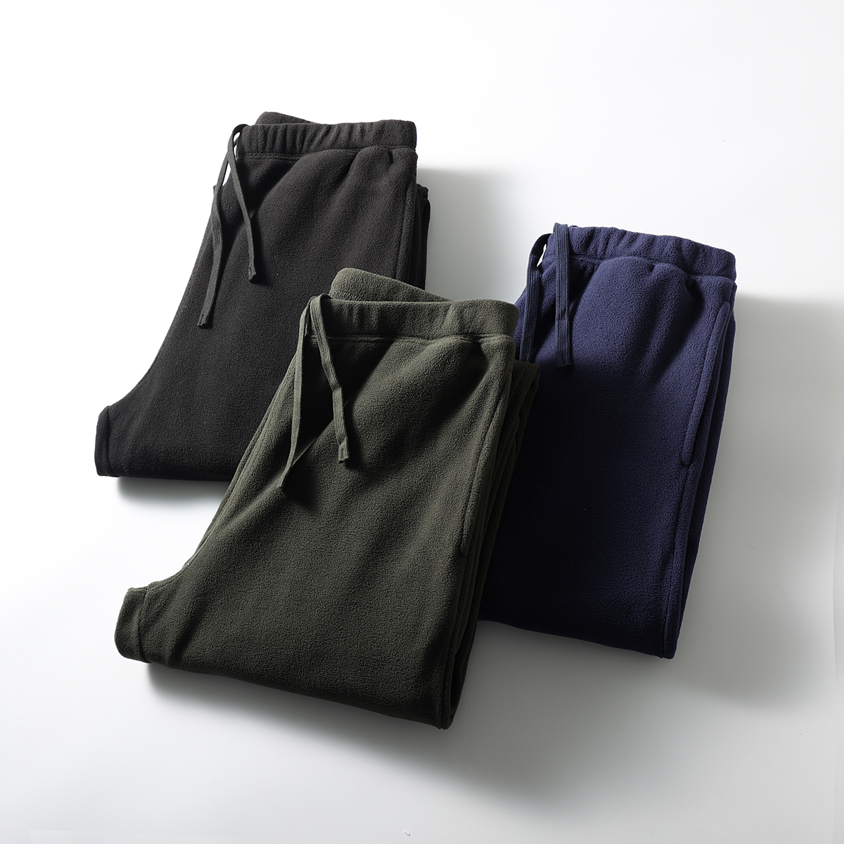 锁温双面摇粒绒松紧腰束脚卫裤男