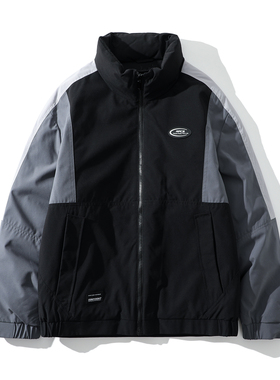 H系撤柜！压胶分仓90绒！冬季男士立领防泼水拼色保暖羽绒服外套