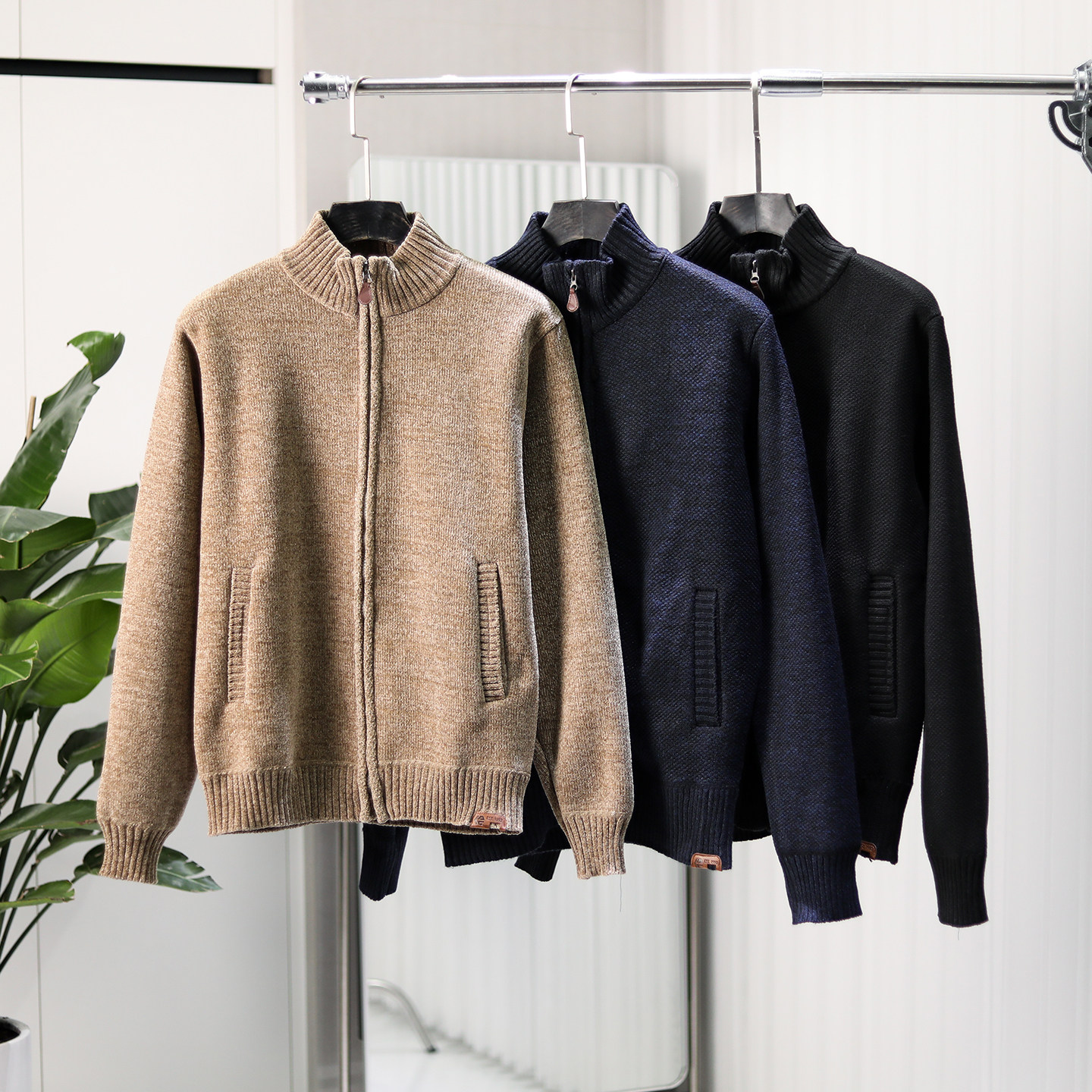 重磅雪尼尔！加绒加厚！秋冬男士立领纯色保暖拉链针织衫毛衣外套,男装,针织衫/毛衣,淘宝优惠券,粉丝福利购,淘宝优惠卷