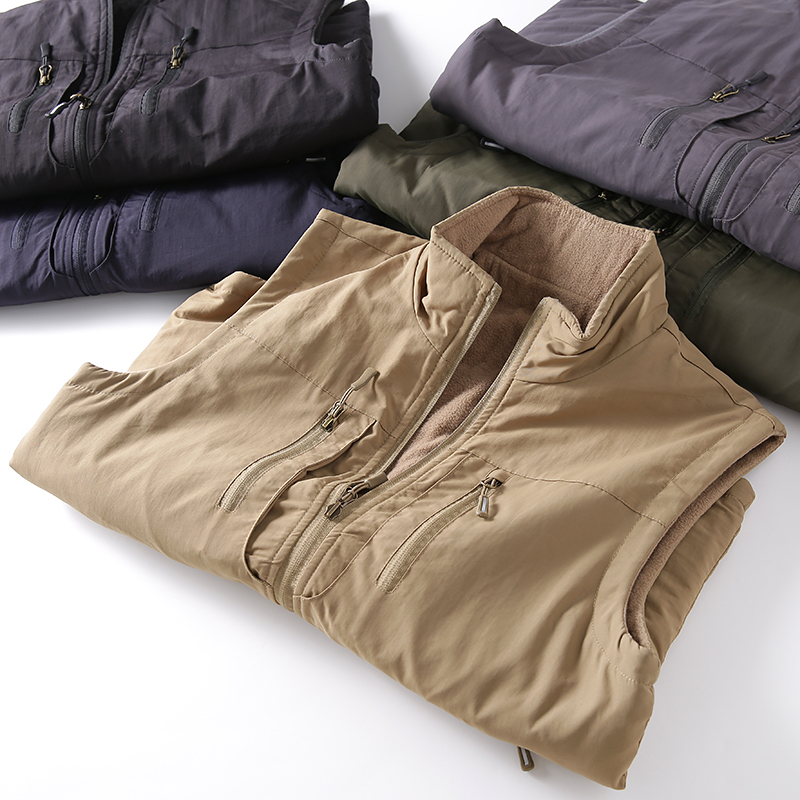 秋冬加绒保暖摇粒绒立领背心马甲