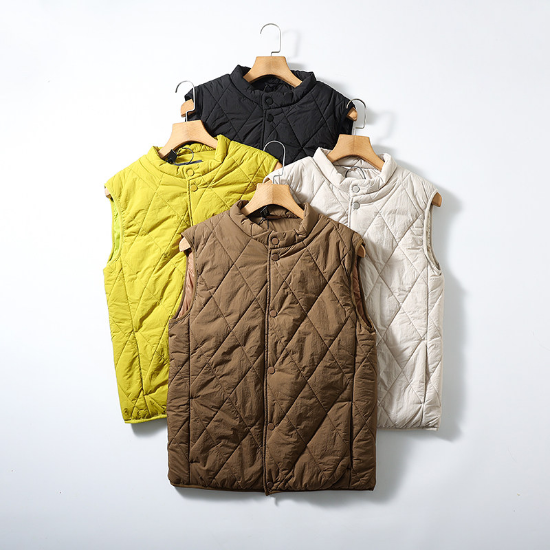 日系复古风！菱格绗缝！防风保暖！情侣款秋冬立领休闲棉马甲背心,男装,背心,淘宝优惠券,粉丝福利购,淘宝优惠卷