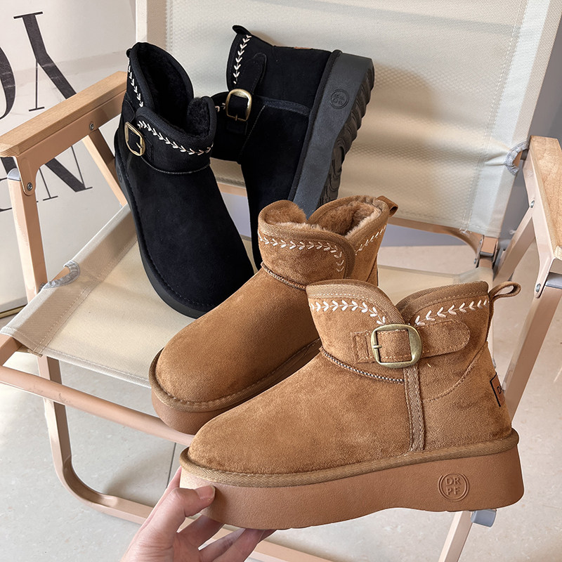 御寒保暖！内里羊毛！加绒加厚！女冬季新款厚底棉鞋雪地靴短靴潮,女鞋,时尚雪地靴,淘宝优惠券,粉丝福利购,淘宝优惠卷