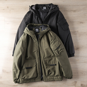 大口袋 工装 秋冬男连帽保暖休闲棉服外套 户外防风防水 欧美单