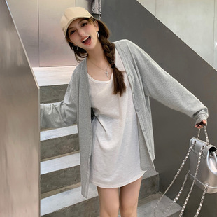 2024新款 外套女秋季 宽松显瘦简约百搭披肩上衣 针织开衫 慵懒风长袖