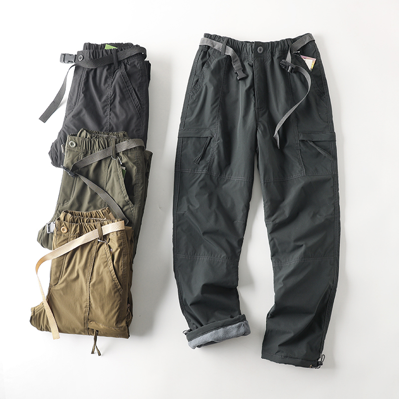 出口德国,防风防水户外加绒软壳裤男士直筒冬季休闲裤多袋工装裤