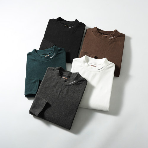 双面德绒蓄热保暖半高领打底衫男