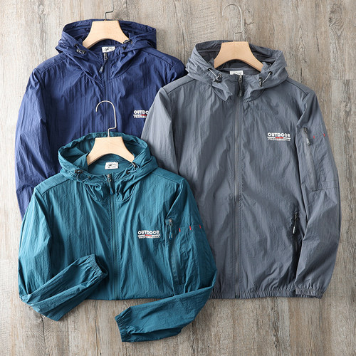 ODM订单！微皱肌理感！轻薄透气男士连帽防风防晒皮肤衣夹克外套