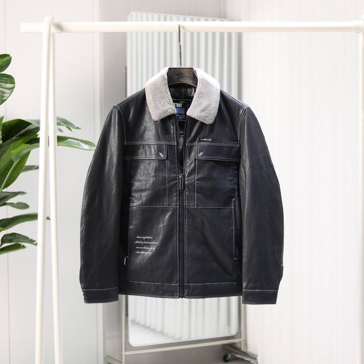 翻毛领保暖90白鸭绒高端皮羽绒服