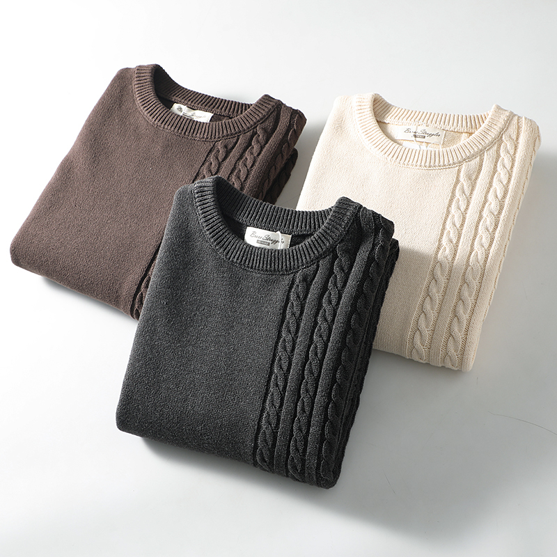 复古麻花纹提花软糯亲肤针织衫潮