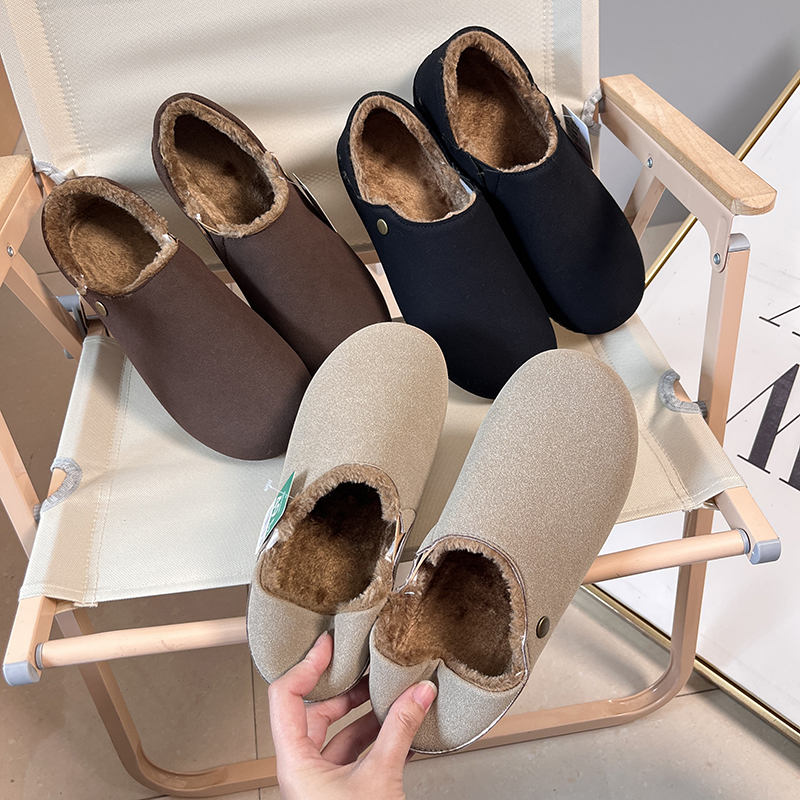 一脚蹬懒人鞋保暖加绒棉鞋勃肯鞋