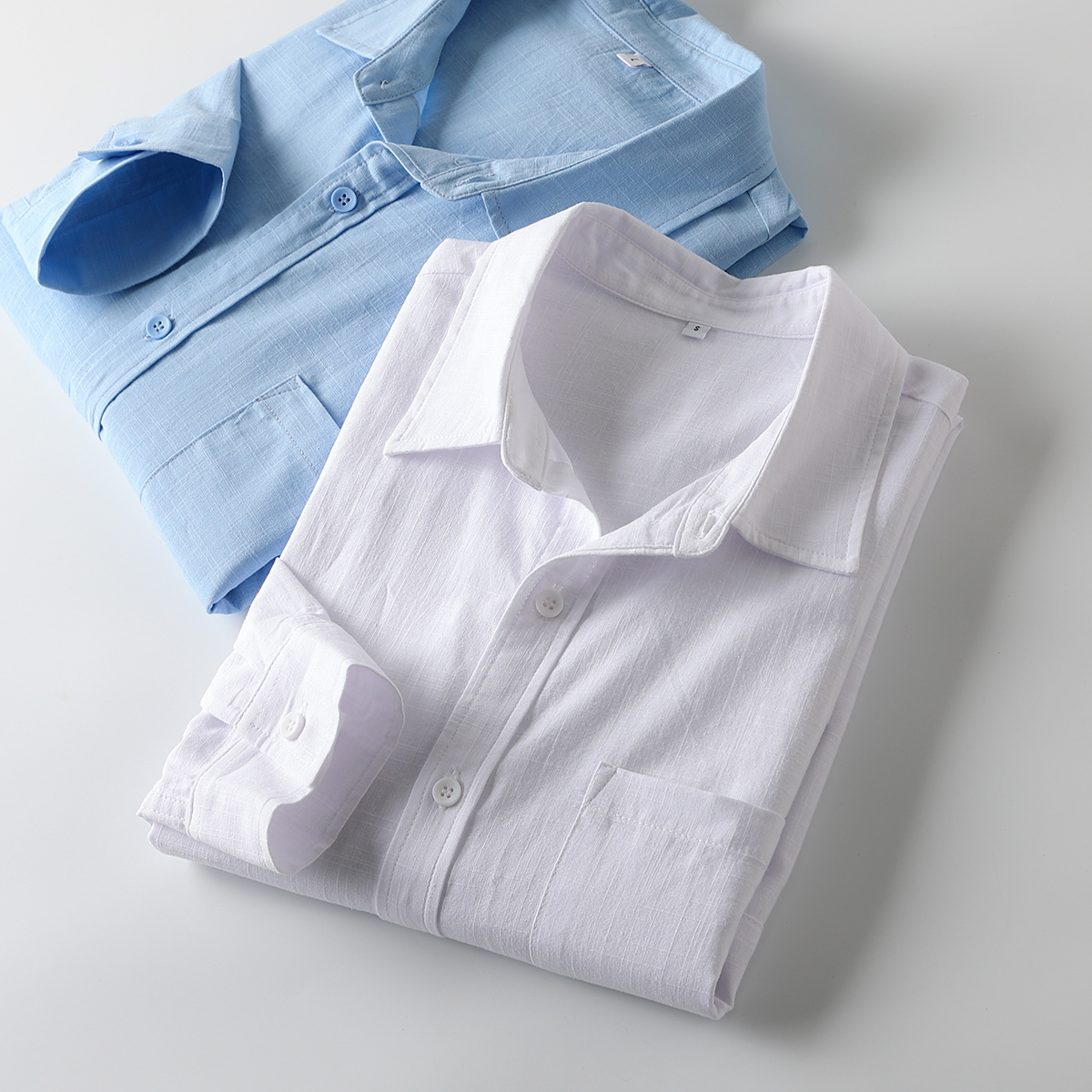 吸湿透气凉爽舒适棉麻长袖衬衫潮