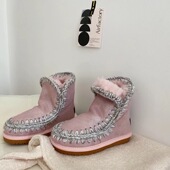 亲子雪地靴童靴防撞鞋 MOU儿童珠光棉女童冬季 皮毛一体加厚保暖鞋