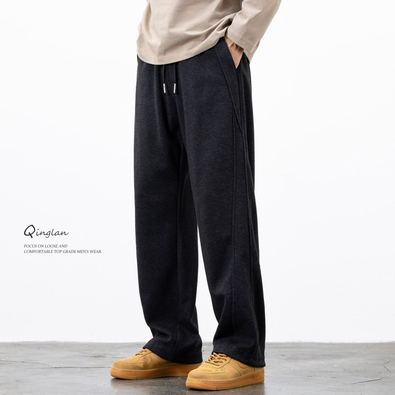 轻澜羊毛裤子男加绒加厚保暖宽松大码黑色直筒休闲裤冬季2025新款