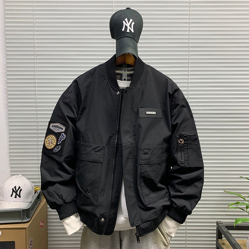 立领棒球服夹克男春秋新款休闲宽松运动工装潮牌青少年飞行服外套