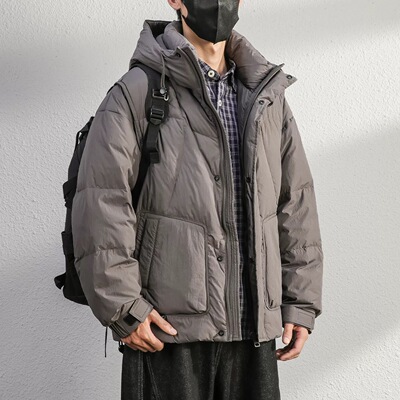 高蓬松轻盈高充90白鸭绒羽绒服男士2025冬季保暖御寒面包服男外套