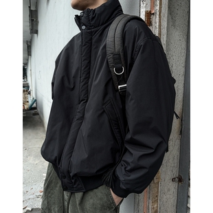 美式复古cleanfit短宽立领羽绒服男冬季潮牌哈灵顿白鸭绒工装外套