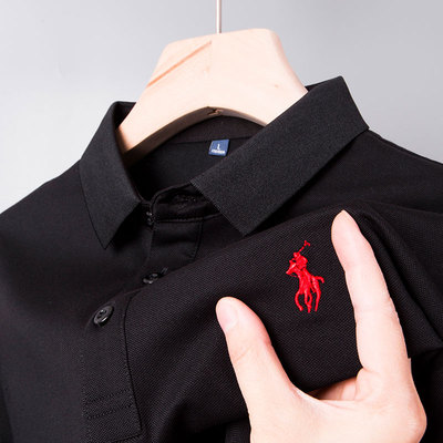 中年爸爸纯色商务休闲短袖T恤