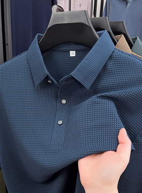 男士POLO衫短袖t恤中年poli爸爸夏装冰丝网眼plol上衣服血婆罗pro