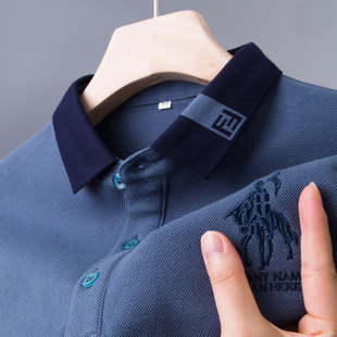 上衣服POLO衫 中年男士 長袖 t恤春秋衫 秋衣popo純棉成熟p0lo爸爸裝