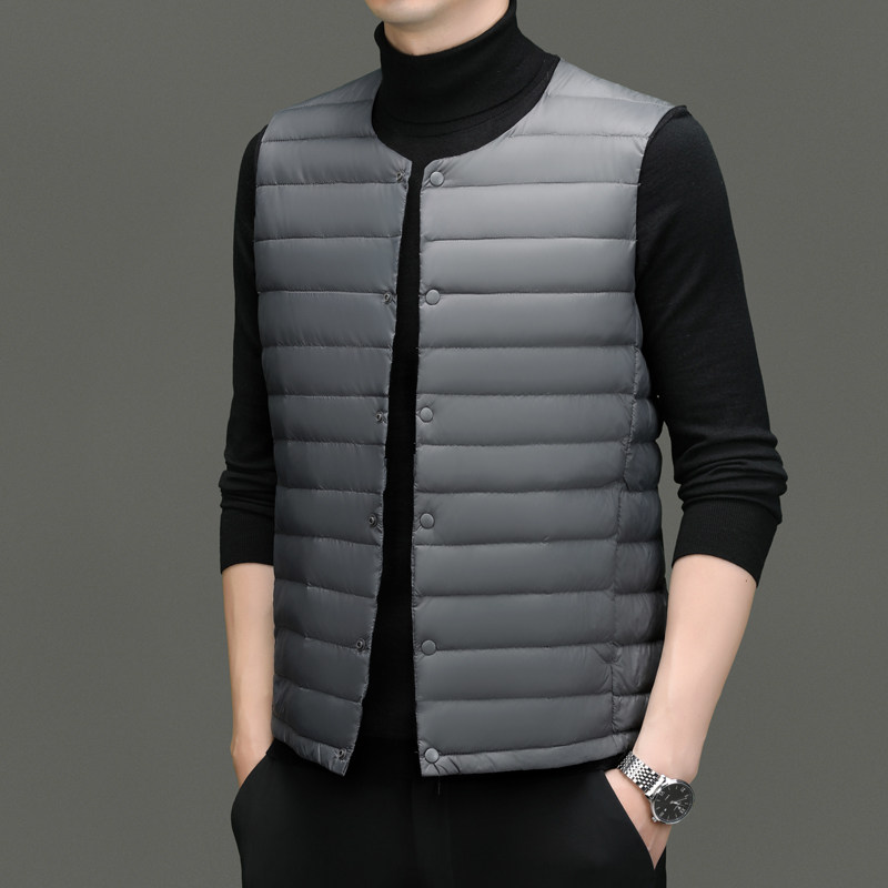 男士马夹甲外套背心外穿贴身轻薄羽绒马甲中年爸爸秋冬装打底上衣