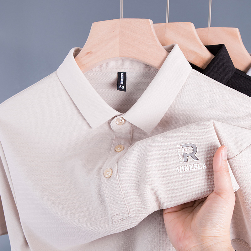 爸爸夏装pole冰丝半袖plol上衣丅