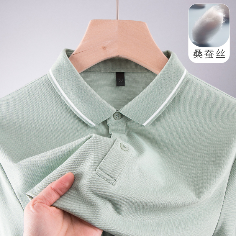 爸爸夏装凉感polo衫上衣服翻领