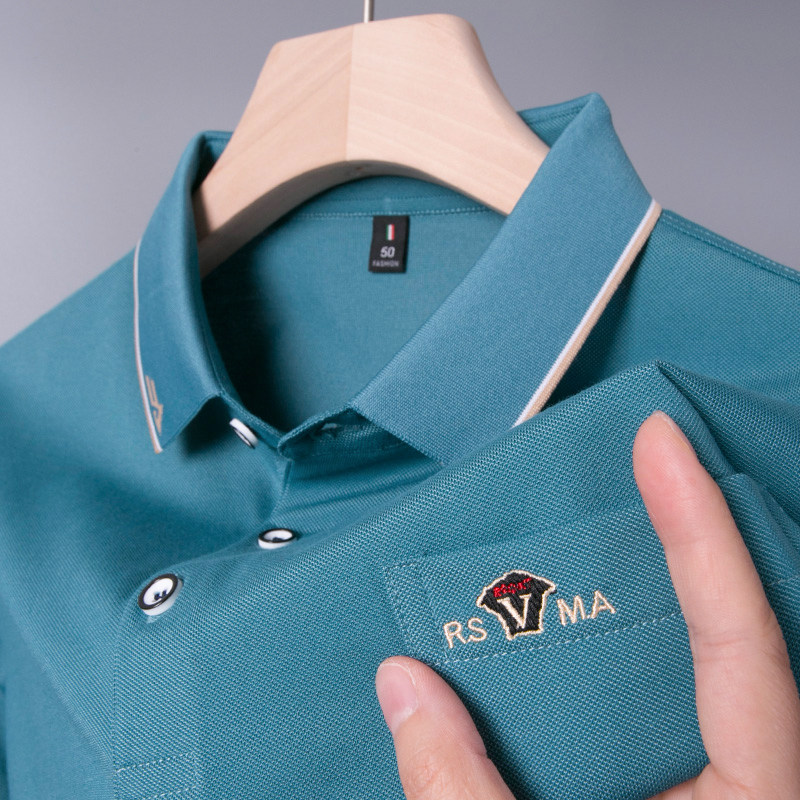 保罗POLO衫男士短袖t恤冰丝中年爸爸夏装有带口袋上衣服paolou