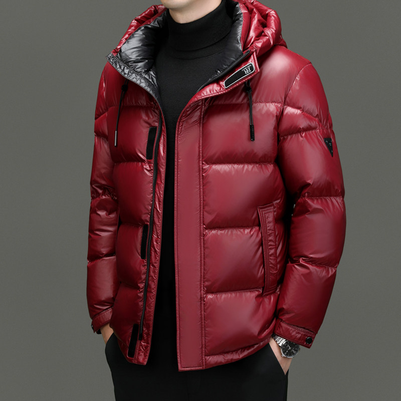 休闲加厚羽绒服中年爸爸外套商务