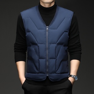 冬季中年男士爸爸装羽绒马甲羽绒服马夹保暖无袖坎肩背心外穿外套