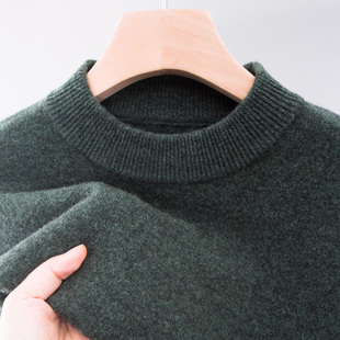 100纯羊毛衫男士半高领针织秋冬季加厚打底毛衣中年爸爸新款上衣