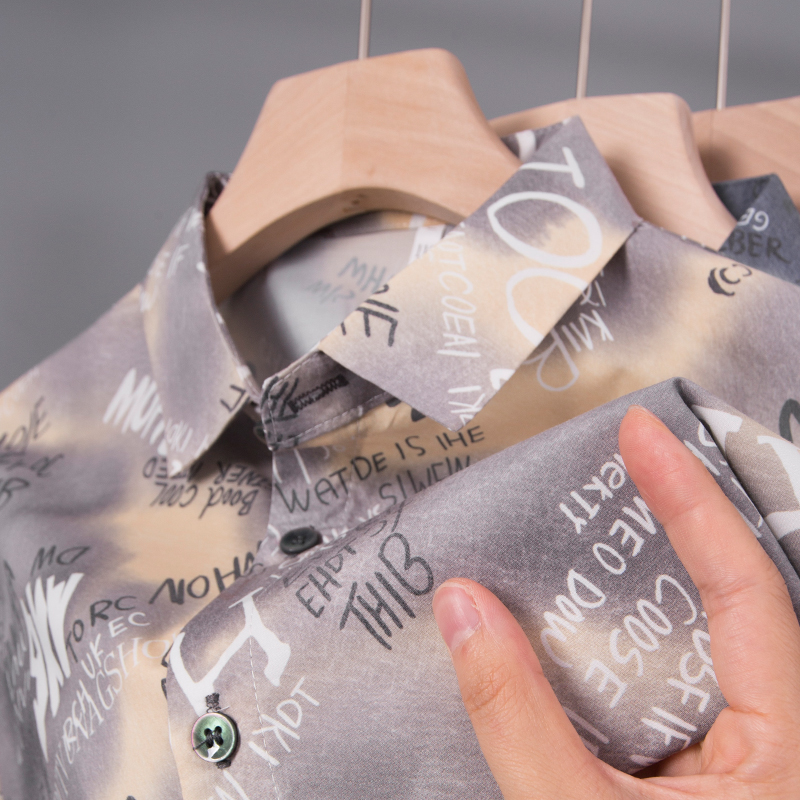 轻奢男士polo衫短袖T恤冰丝碎花潮流衬衫中年爸爸夏装上衣丅衬衣