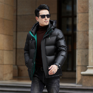 秋冬季中年男士羽绒服爸爸装短款银色亮面上衣棉服外套土2023新款