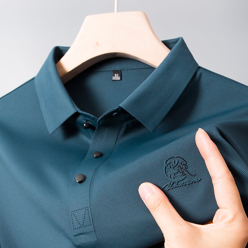 男士POLO衫中年爸爸夏装冰丝上衣