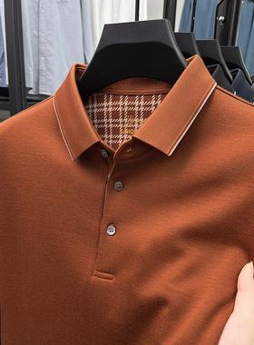 男士长袖t恤polo衫春秋季中年爸爸装秋衣poll翻领上衣服体恤土血