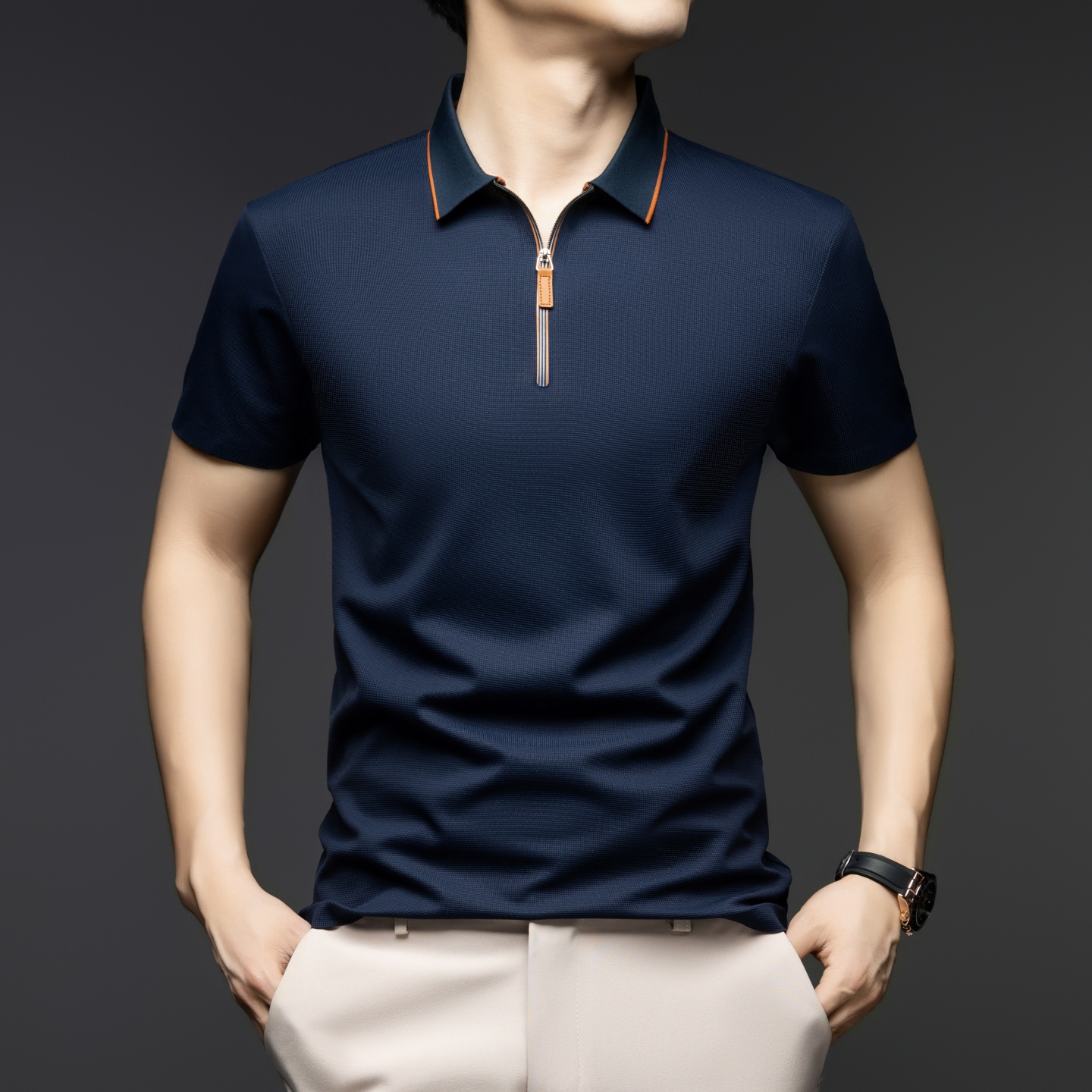 中年男士pro爸爸夏装冰丝无痕T恤